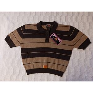FB County Charlie Brown Short Sleeve Crop Top Brown/Tan Women's Size 2XL